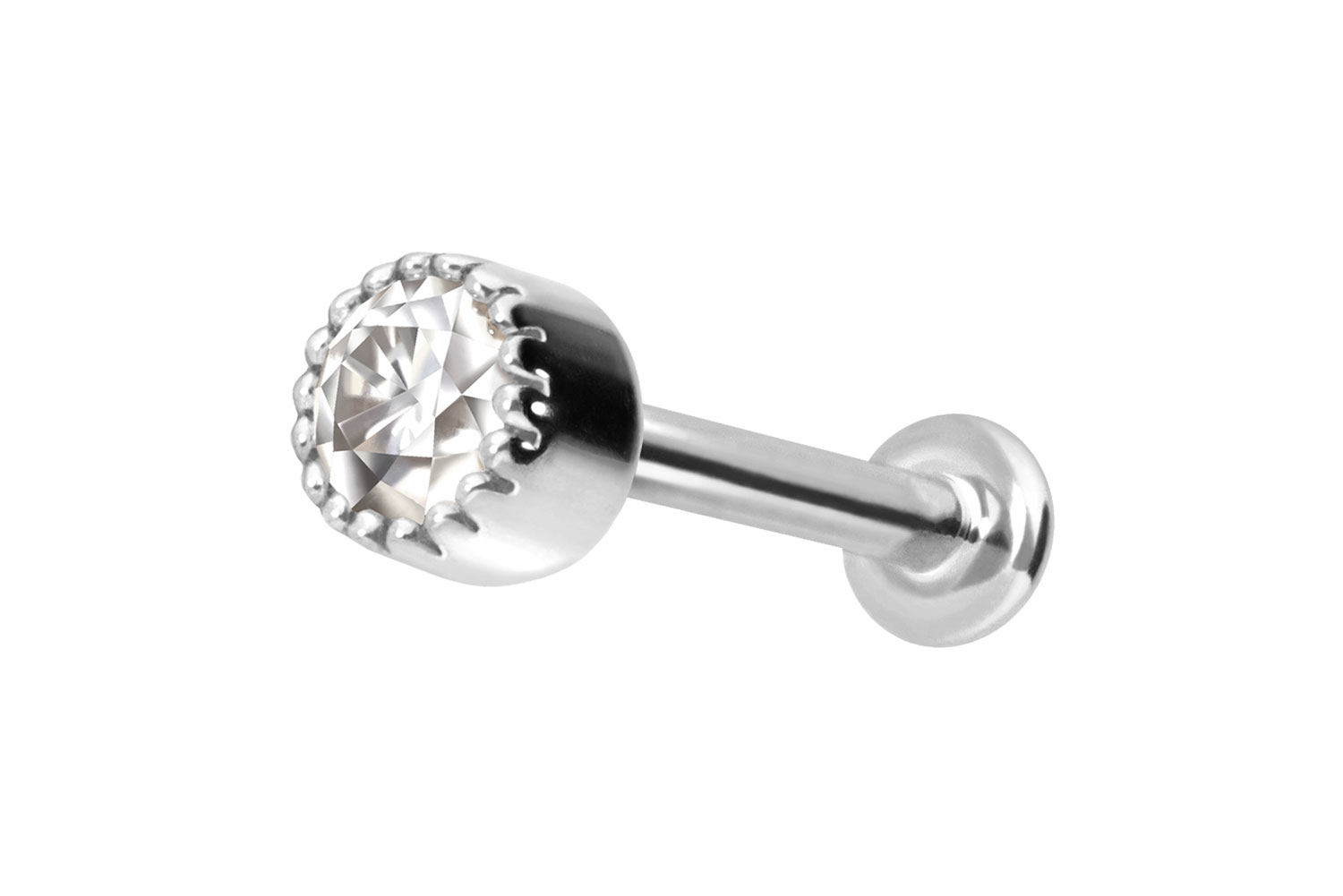 14 Karat Gold Labret Piercing mit Innengewinde MOISSANIT-DISC
